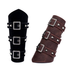 Men's Punk Style Leather Arm Bracer - Adjustable Riding Guard