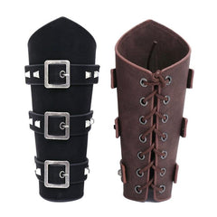 Men's Punk Style Leather Arm Bracer - Adjustable Riding Guard