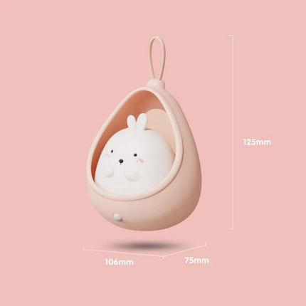 Fun Cartoon Night Light for Bedtime in Kids' Rooms - portable bunny nightstand lamp with soft glow, 125mm compact travel night light