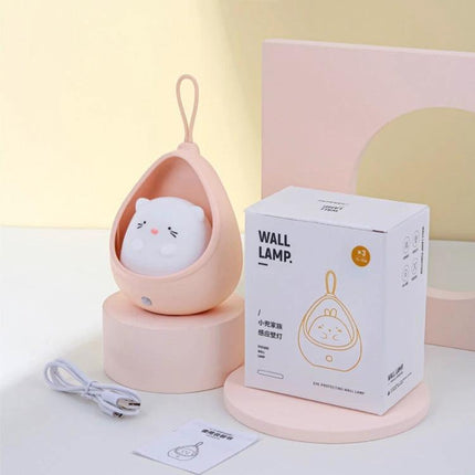 Fun Cartoon Night Light for Bedtime in Kids' Rooms - portable pink cat night light on nightstand for bedtime comfort and travel