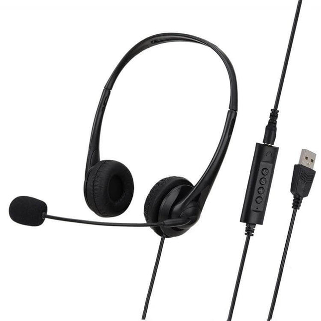 SOYTO Black Double Ear Headset For Online Classes And Meetings black wired headset with mic for meetings