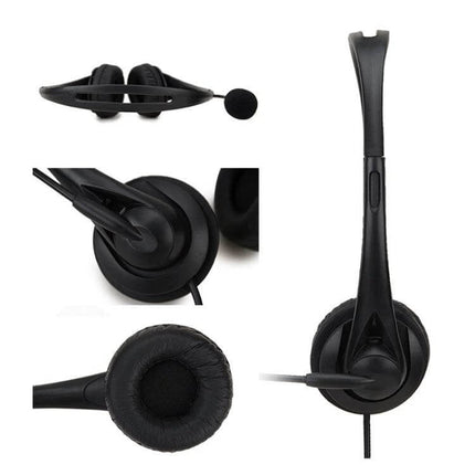 SOYTO Black Double Ear Headset For Online Classes And Meetings with noise-reducing mic and lightweight comfort for study