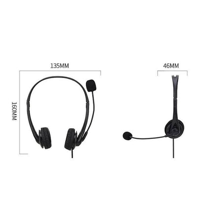 SOYTO Black Double Ear Headset For Online Classes And Meetings wired double‑ear headset with mic