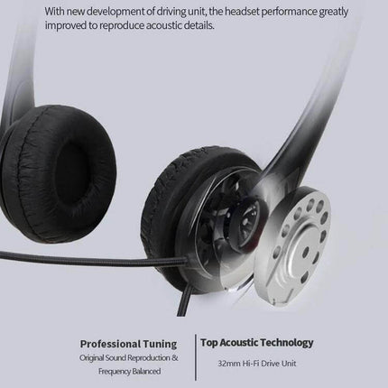 SOYTO Black Double Ear Headset For Online Classes And Meetings - wired black double-ear headset with mic for clear online classes