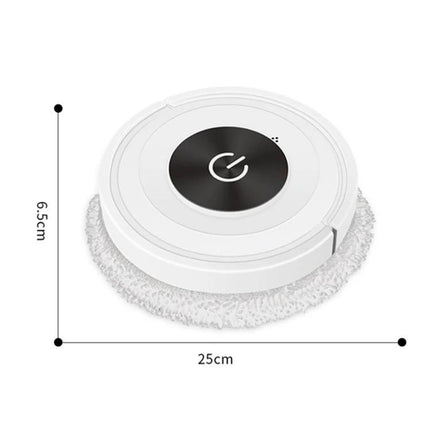 Automatic Floor Sweeping and Mopping Machine in Piano Black compact round robot with 25cm diameter and 6.5cm height, edge sweeping and mopping