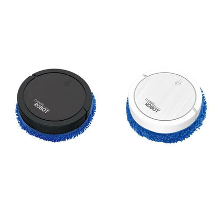 Smart Sweeping Machine for Dry and Wet Floor Cleaning compact robotic mop in black and white with blue fine fiber wipes