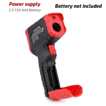 TASI Infrared Thermometer for Everyday Temperature Checks with Colorful Display handheld non-contact thermometer with open battery compartment and red black housing