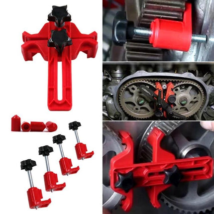 Engine Cam Locking Tool for Everyday Vehicle Maintenance Tasks - red camshaft locking tool holding timing gears securely