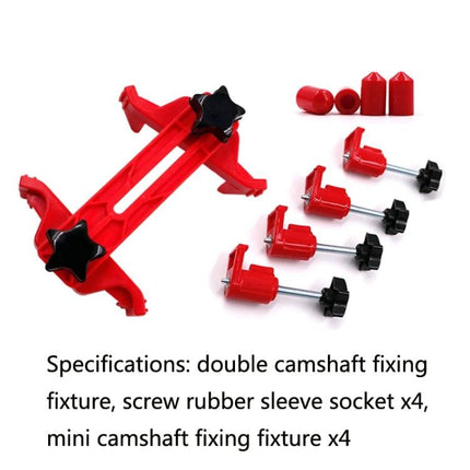 Engine Cam Locking Tool for Everyday Vehicle Maintenance Tasks - red double camshaft fixing fixture with four screw rubber sleeve sockets and mini camshaft fixings