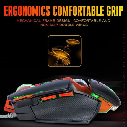 T-Wolf V9 Mechanical Wired Gaming Mouse for Precise Control ergonomic aluminum frame with non-slip grip and RGB lighting