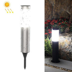 Solar-Powered Waterproof LED Garden Column Light for Outdoor Illumination Silver-White Light