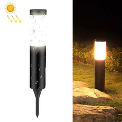 Solar-Powered Waterproof LED Garden Column Light for Outdoor Illumination Black-Warm Light