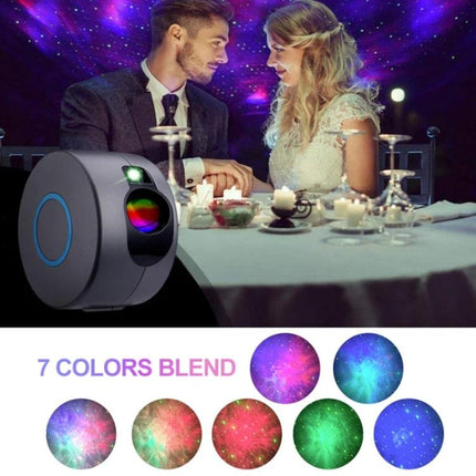 Projector Lamp That Adds Starry Skies to Your Home - romantic dining room galaxy projector creating colorful starry ceiling ambiance