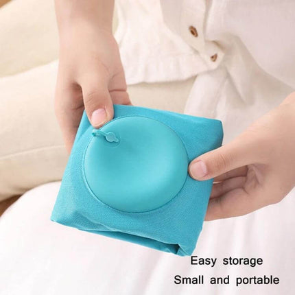 Travel Inflatable Press U-Shaped Neck Guard Pillow, Peacock Green - compact folded inflatable neck pillow with push-type valve and soft flocking cover