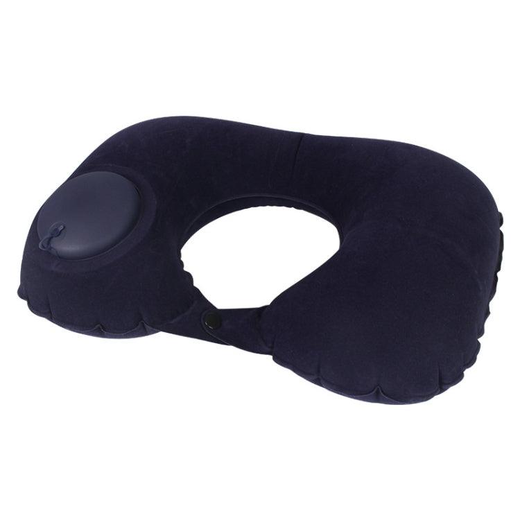 Inflatable U-Shaped Travel Neck Pillow for Ultimate Comfort on the Go Flocked U009-05（Dark Blue）