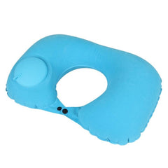 Inflatable U-Shaped Travel Neck Pillow for Ultimate Comfort on the Go Flocked U009-060（Sky Blue）