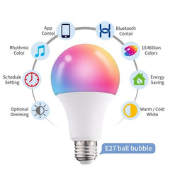 Smart LED RGB+CCT Bulb with Bluetooth Control - 2 Pack