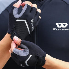 WEST BIKING YP0211222 Guantes de ciclismo de medio dedo con absorción de impactos y diseño reflectante