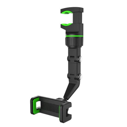 Multifunction Vehicle-Mounted Video Bracket Green Phone Mount with adjustable arm and clamp for rearview mirror, dashboard, bedside hands-free use