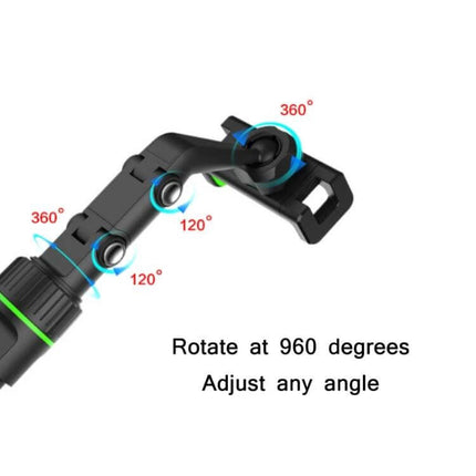 Multifunction Vehicle-Mounted Video Bracket Green Phone Mount showing adjustable arm with 360° and 120° joints for flexible angle positioning