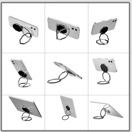 Durable Metal Sticky Ring Holder for Smartphones and Tablets as Stand showing adjustable metal ring used as grip and multi-angle stand for phones and tablets