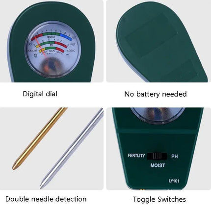 Portable Garden Soil pH, Humidity, and Fertility Tester | Syndmart