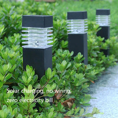 Elegant Solar-Powered Square Column Garden Light for Outdoor Spaces