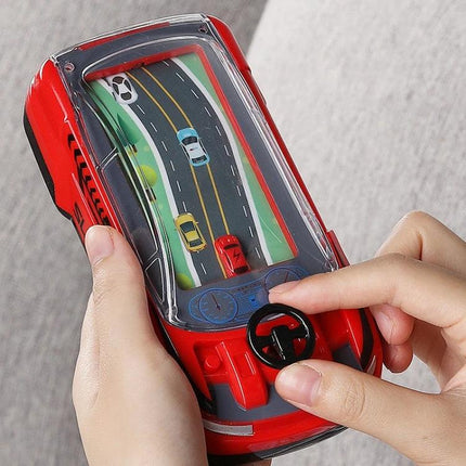 Interactive Two-Player Children's Car Adventure Game with Red Design handheld steering wheel dodging game for kids
