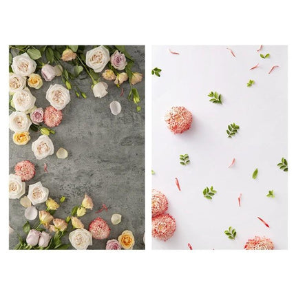 Double-Sided 3D Photography Background Paper for Scenes featuring floral concrete and white petal setups for product photography