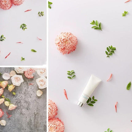 Double-Sided 3D Photography Background Paper for Scenes showing skincare tube on floral 3D background for e-commerce product photography