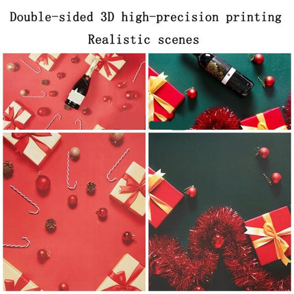 Double-Sided 3D Photography Background Paper for Scenes showing red and green holiday gift scene setups