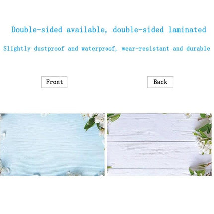 Double-Sided 3D Photography Background Paper for Scenes showing front and back laminated floral wood textures