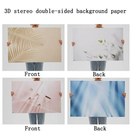 Double-Sided 3D Photography Background Paper for Scenes showing four coastal and abstract scene prints held by person