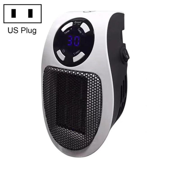 Compact Electric Heater for Home Warming with Temperature Control - compact white/black space heater with digital display and US plug