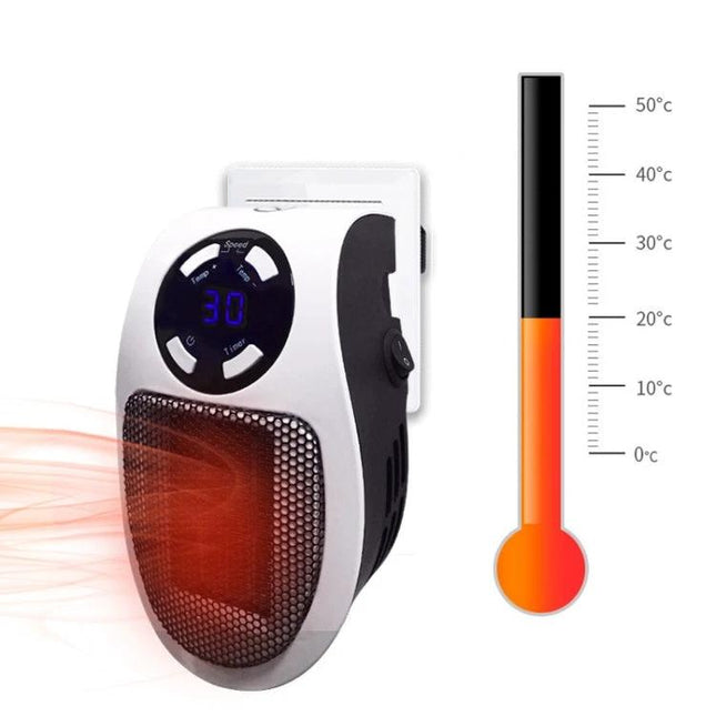 Compact Electric Heater for Home Warming with Temperature Control - compact plug-in heater with digital display and temperature gauge