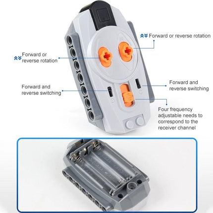 MOC Technology Power Group for Building Block Mechanisms white motor unit with forward/reverse controls and battery compartment