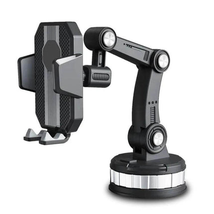 X-0566 Big Suction Cup Car Phone Holder For Center Console mounted on car center console and windshield with adjustable arm for navigation and hands-free use