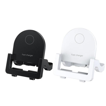 KH18 15W Vertical Wireless Fast Charger With Phone Holder Black White - dual black and white wireless charging stands, 15W fast charge, detachable phone holder