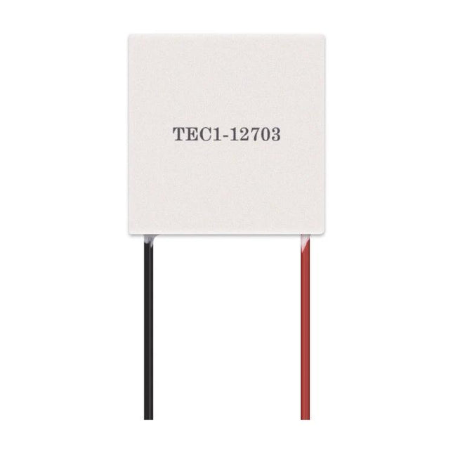 Thermoelectric Peltier Cooling Module for Electronic Projects - TEC1-12703 thin square module with red and black leads for DIY cooling