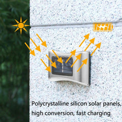 Lámpara de pared de acero inoxidable para jardín con energía solar y 6 LED para exteriores