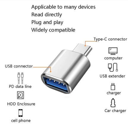 USB Adapter for Everyday Device Connections at Home — compact Type-C to USB plug-and-play adapter for phones, laptops, keyboards and USB drives