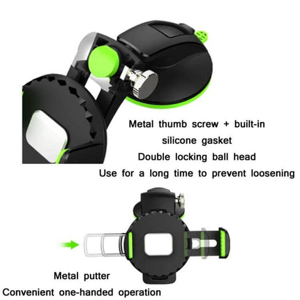 Car Diamond Suction Cup Phone Holder Green For In Car Use - green ABS suction cup mount with silica gel, metal thumb screw and one-handed operation