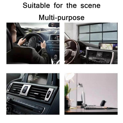 Car Diamond Suction Cup Phone Holder Green For In Car Use mounted on dashboard and windshield demonstrating multi-purpose in-car and desktop use