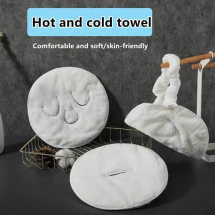 Hot And Cold Compress Facial Mask Towel With Three Holes And Straps soft breathable unisex hot and cold facial compress towel for home spa