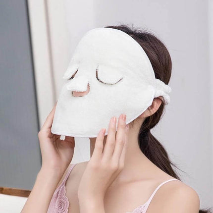 Hot And Cold Compress Facial Mask Towel With Three Holes And Straps soft breathable unisex facial compress for home and salon use