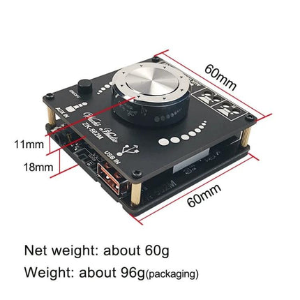 Bluetooth Stereo Amplifier for Home Audio Playback compact black micro amplifier with volume dial and USB input