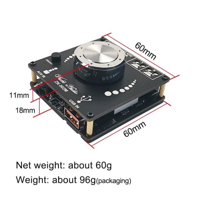 Bluetooth Stereo Amplifier for Home Audio Playback compact black micro amplifier with volume dial and USB input