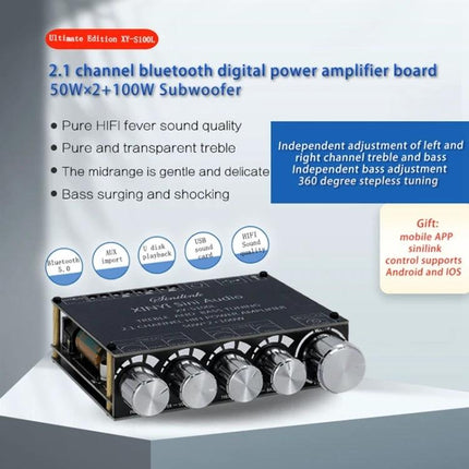 XINYI 2.1 Channel Bluetooth Audio Power Module for Systems compact digital power amplifier board with knobs and Bluetooth 5.0