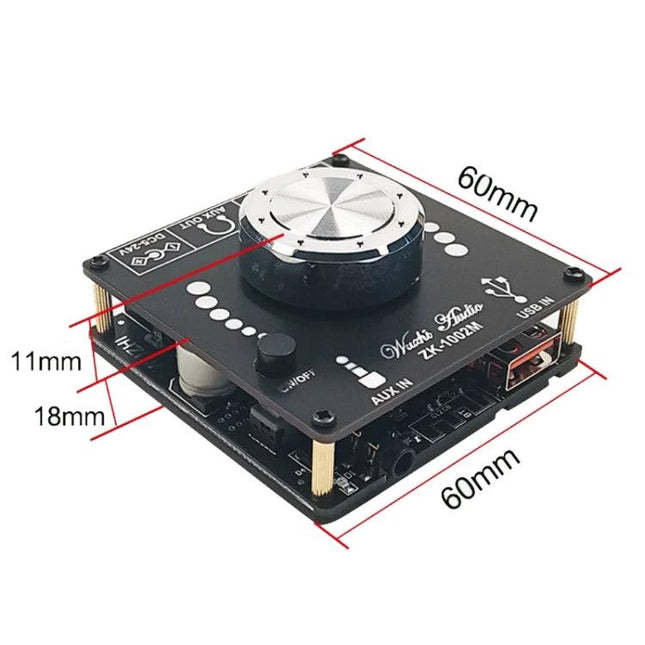 Mini Stereo Bluetooth Receiver for Wireless Audio Playback compact module with volume knob, AUX in, USB port and 60mm PCB for upgrading wired speakers