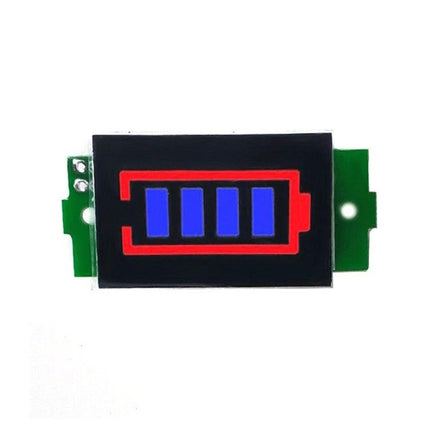 Lithium Battery Fuel Gauge Display in Green and Blue - four-level LED battery voltage indicator for e-bikes and solar setups